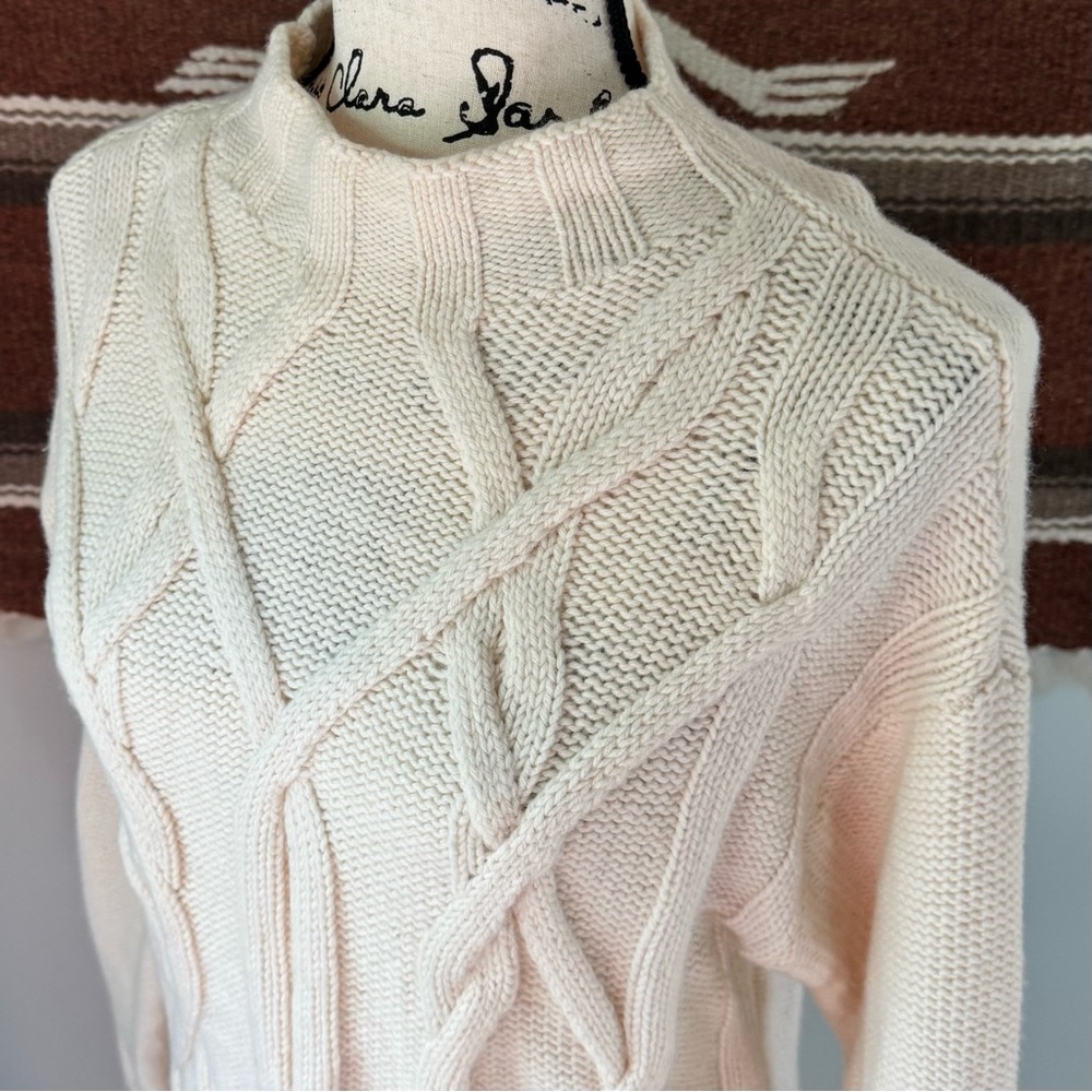 Everlane Wool Cream Cable Knit Mock Neck Sweater - Picture 5 of 10